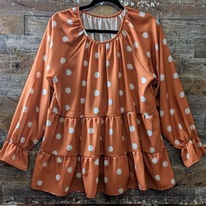 Boho Orange Polka Dotted Tiered Tunic